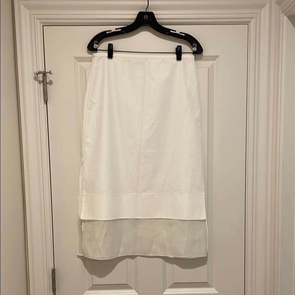 KHAITE White Elegant Cotton and Silk Pencil Skirt, new.